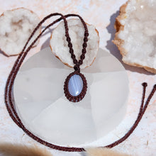 Load image into Gallery viewer, Blue Lace Agate Macramé Necklace