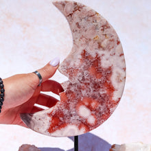 Load image into Gallery viewer, High Grade Pink Amethyst Moon On Stand