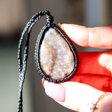 Load image into Gallery viewer, Druzy Onyx Macramé Necklace