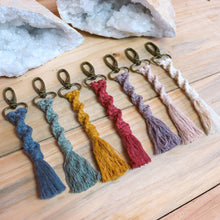 Load image into Gallery viewer, Spiral Macrame Key Ring With Bronze Clasp