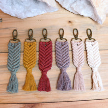 Load image into Gallery viewer, Mermaid Macrame Key Ring With Bronze Lobster Clasp
