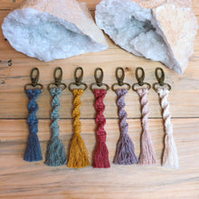 Load image into Gallery viewer, Spiral Macrame Key Ring With Bronze Clasp