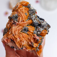 Load image into Gallery viewer, Orange Barite x Galena Piece