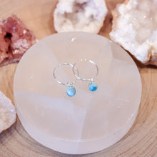 Load image into Gallery viewer, Larimar Sterling Silver Hoop Earrings
