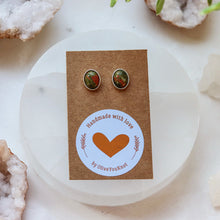 Load image into Gallery viewer, Unakite Crystal Stud Earrings