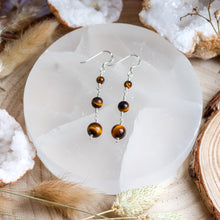 Load image into Gallery viewer, Tigers Eye Sterling Silver Earrings