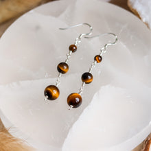 Load image into Gallery viewer, Tigers Eye Sterling Silver Earrings