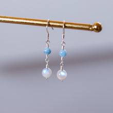 Load image into Gallery viewer, Aquamarine & Labradorite Sterling Silver Earrings
