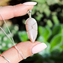 Load image into Gallery viewer, Peach Moonstone 925 Sterling Silver Crystal Necklace