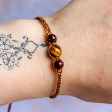 Load image into Gallery viewer, Tigers Eye & Garnet Macramé Bracelet