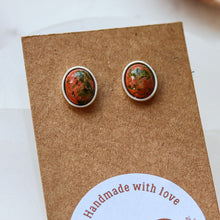 Load image into Gallery viewer, Unakite Crystal Stud Earrings