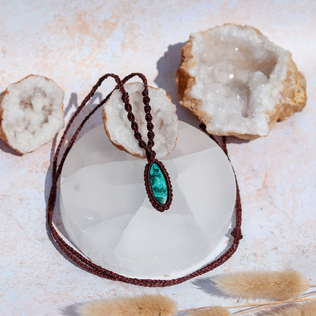 Chrysocolla Malachite Macramé Necklace