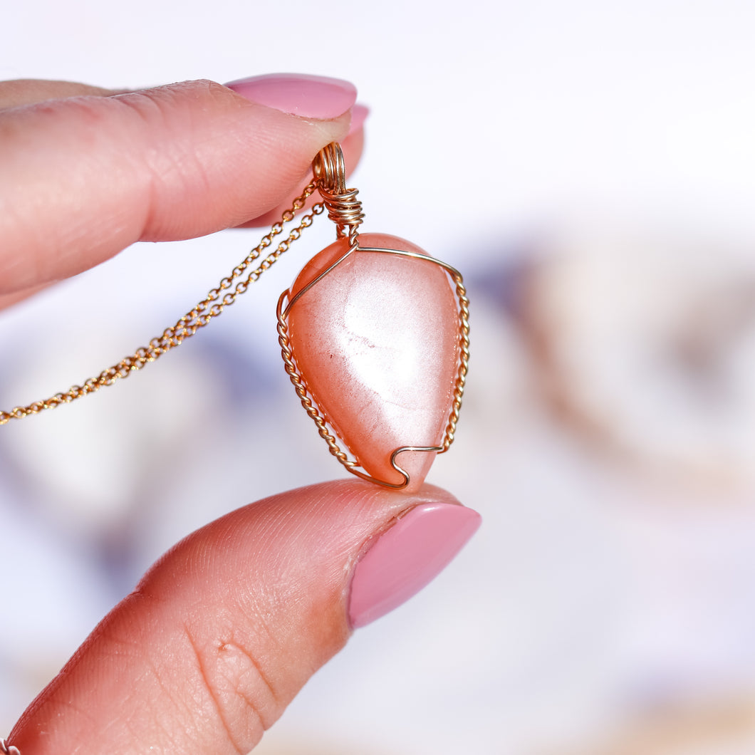 Peach Moonstone 14ct Gold Fill Necklace