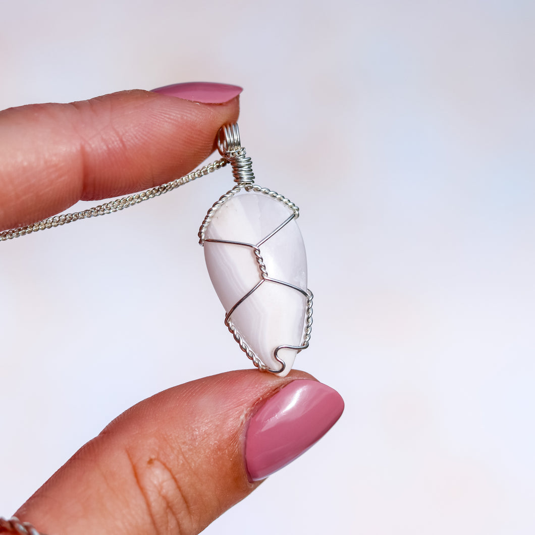 Pink Calcite Sterling Silver Necklace