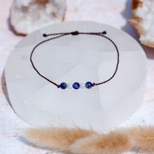 Load image into Gallery viewer, Lapis Lazuli &amp; Rainbow Moonstone Macramé Bracelet
