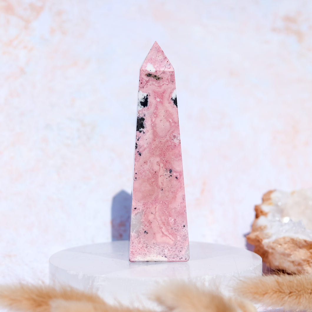 Pink Peruvian Rhodonite Obelisk