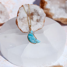 Load image into Gallery viewer, Larimar Moon 14ct Gold Fill Necklace
