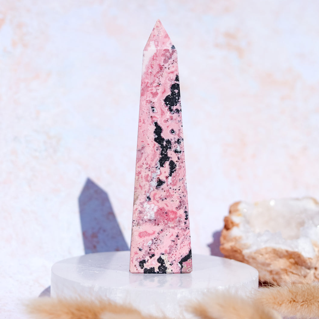 Pink Peruvian Rhodonite Obelisk