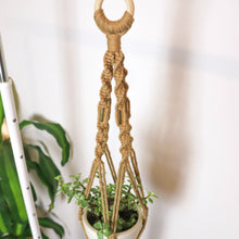 Load image into Gallery viewer, Macrame Plant Hanger with Gold Bar Detail
