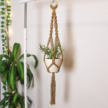 Load image into Gallery viewer, Macrame Plant Hanger with Gold Bar Detail
