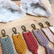Load image into Gallery viewer, Mermaid Macrame Key Ring with Bronze Lobster Clasp
