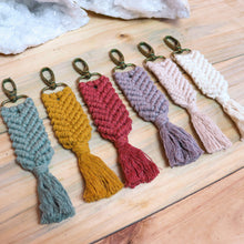 Load image into Gallery viewer, Mermaid Macrame Key Ring with Bronze Lobster Clasp

