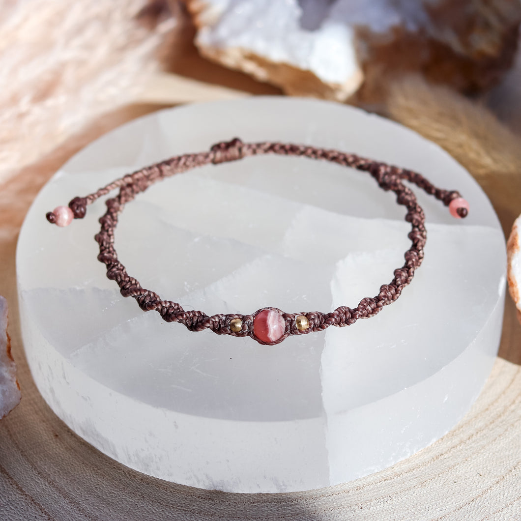 Rhodochrosite Macramé Bracelet