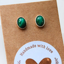 Load image into Gallery viewer, Malachite Crystal Stud Earrings

