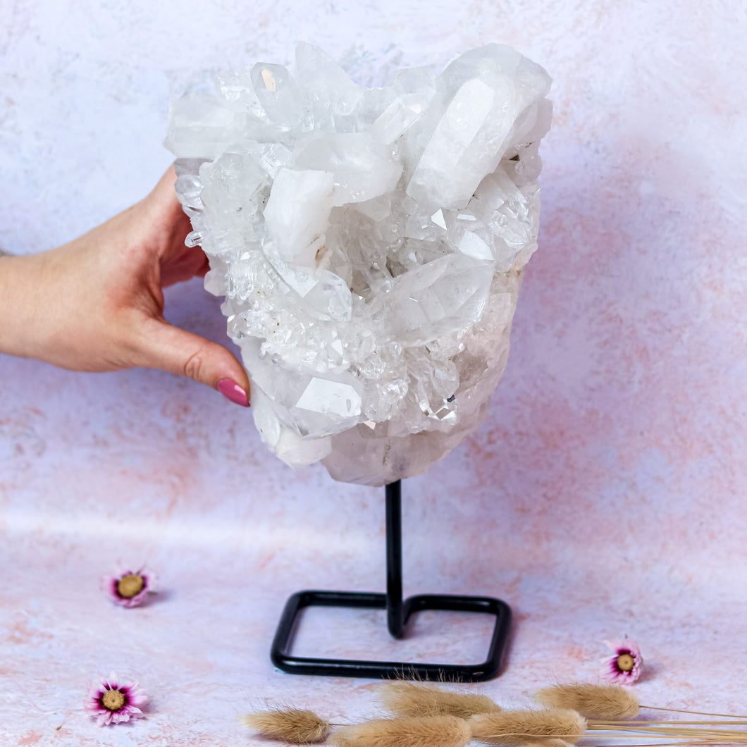 Large Clear Quartz On Stand