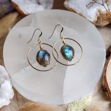 Load image into Gallery viewer, Labradorite 14ct Gold Fill Hoop Earrings
