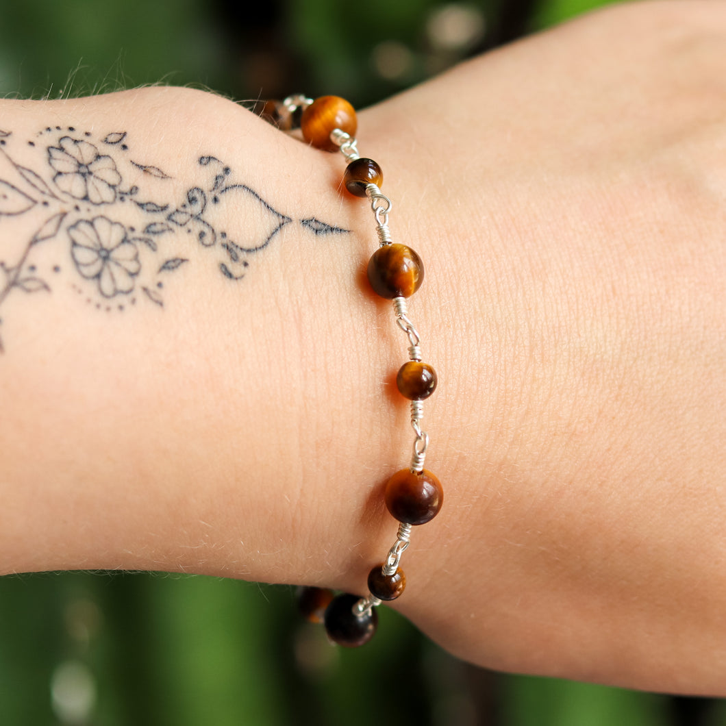 Tigers Eye Sterling Silver Bracelet