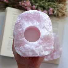 Load image into Gallery viewer, Large Rose Quartz Candle Holders
