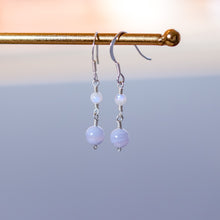 Load image into Gallery viewer, Blue Lace Agate &amp; Rainbow Moonstone Sterling Silver Earrings
