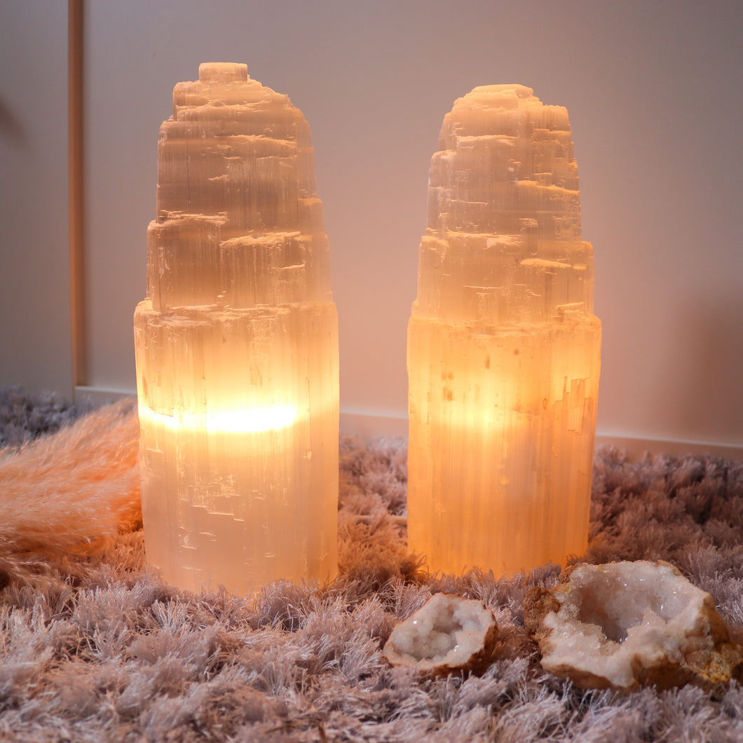 Large Selenite Tower Lamp