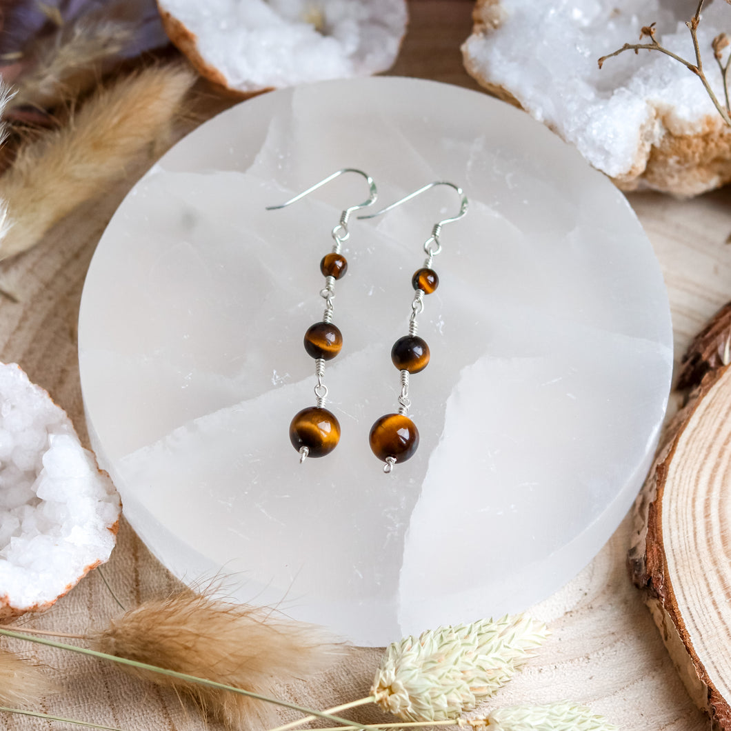 Tigers Eye Sterling Silver Earrings