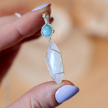 Load image into Gallery viewer, Rainbow Moonstone &amp; Larimar Sterling Silver Necklace
