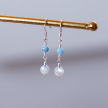 Load image into Gallery viewer, Aquamarine &amp; Labradorite Sterling Silver Earrings
