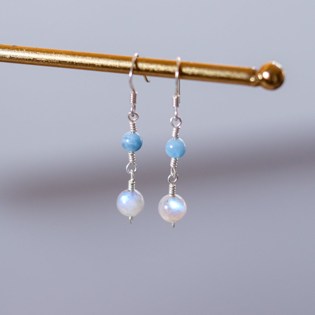 Aquamarine & Labradorite Sterling Silver Earrings