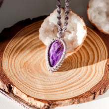 Load image into Gallery viewer, Charoite Macramé Necklace
