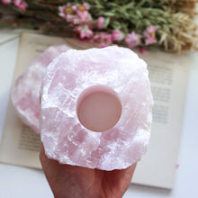 Load image into Gallery viewer, Large Rose Quartz Candle Holders
