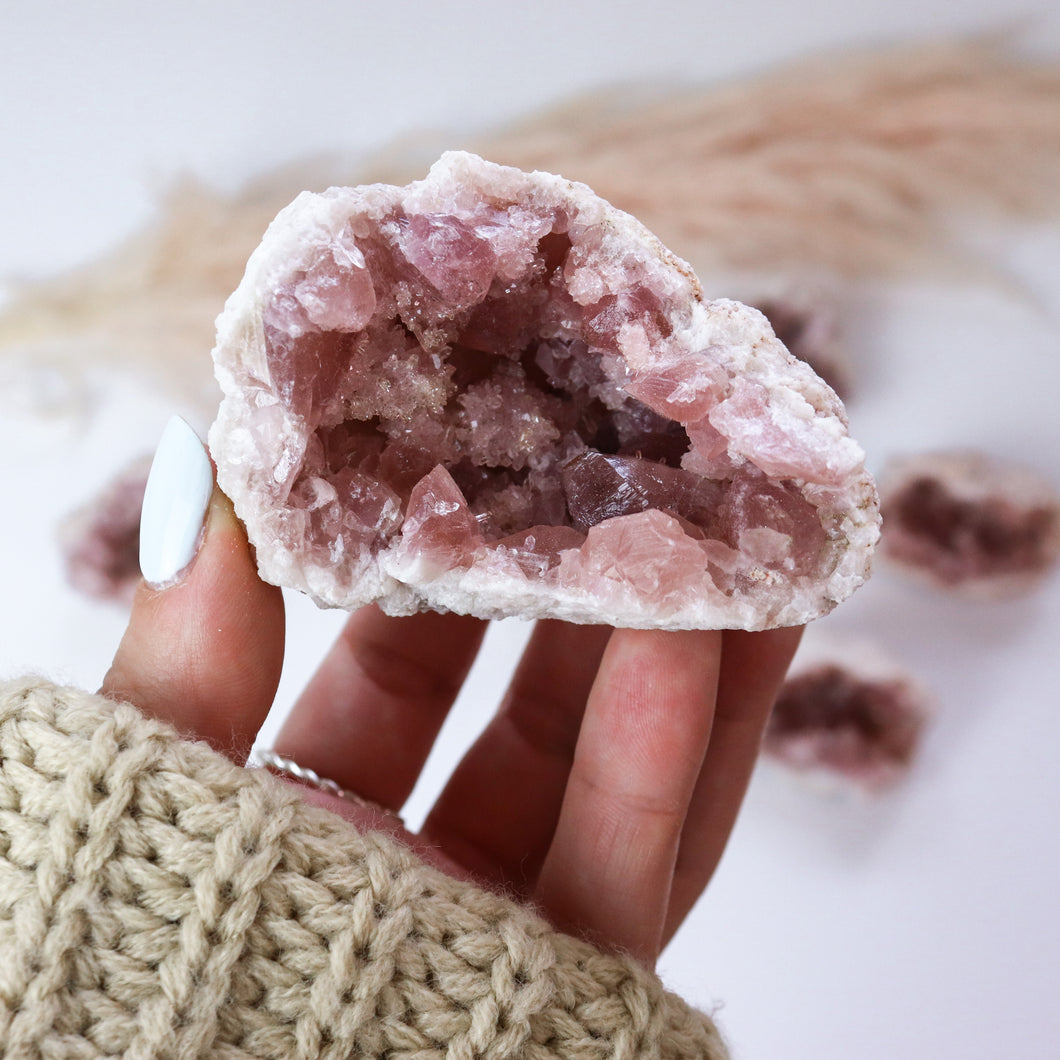Pink Amethyst Half Geode