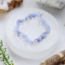 Load image into Gallery viewer, Blue Lace Agate Crystal Chip Bracelet
