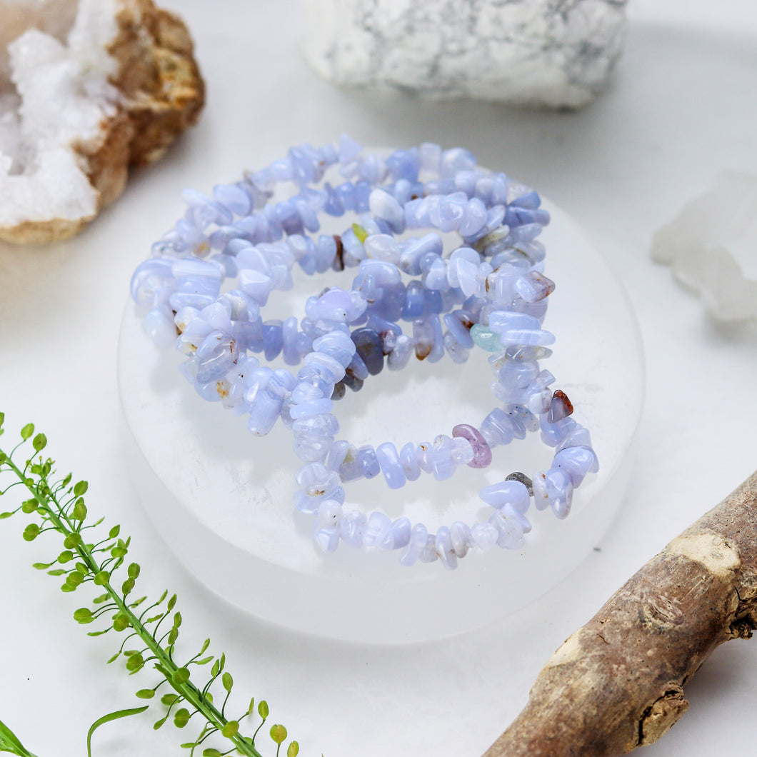 Blue Lace Agate Crystal Chip Bracelet