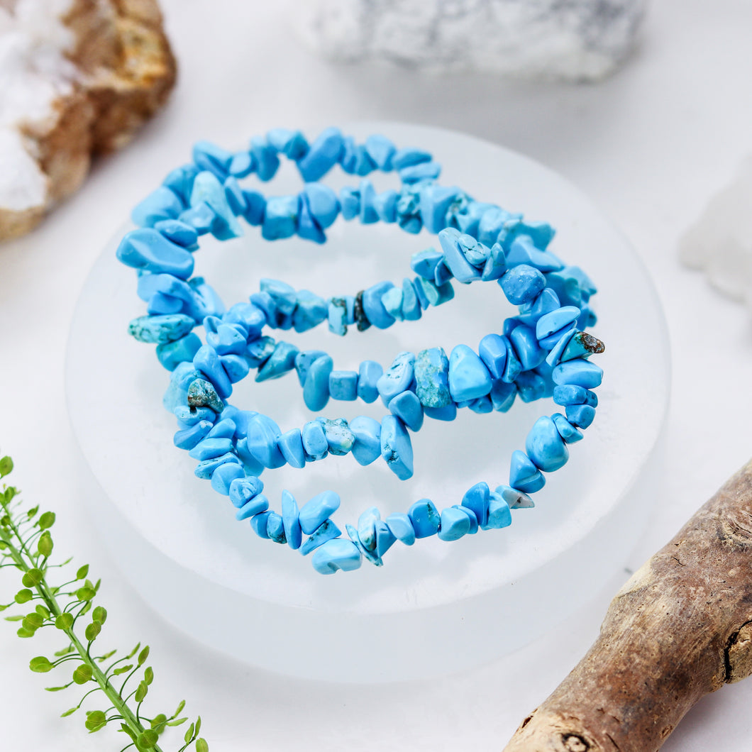 Blue Howlite Crystal Chip Bracelet