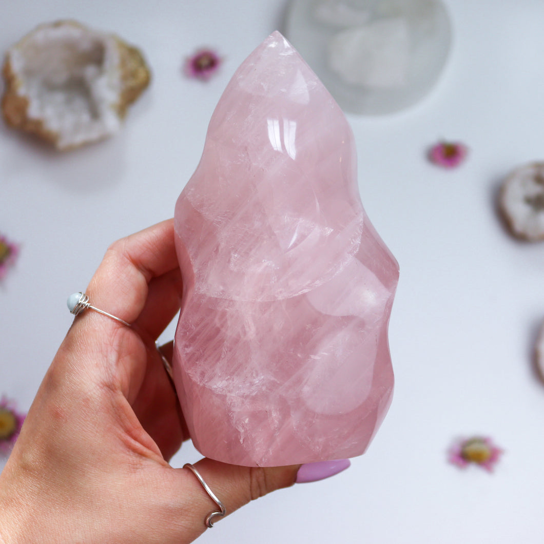 Large Rose Quartz Flame